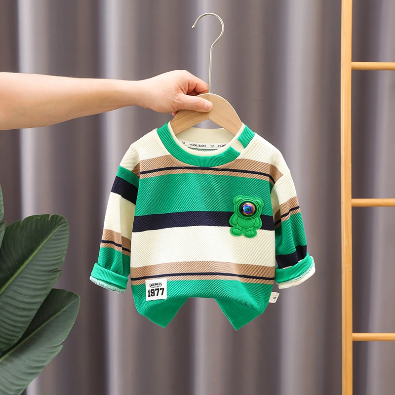 儿童2025春秋新款条纹打底衫小童洋气时尚韩版卫衣宝宝长袖休闲潮