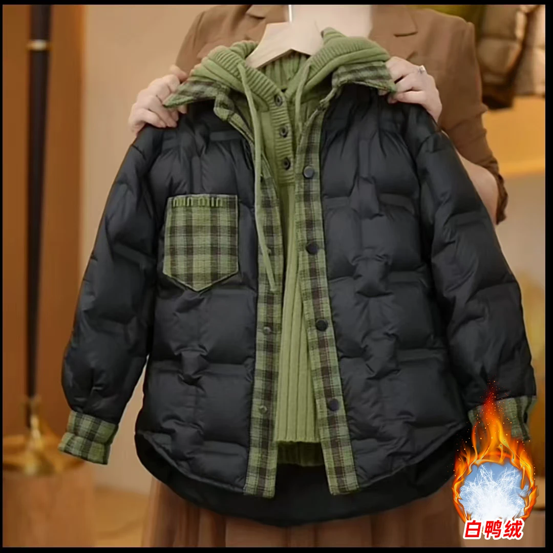 儿童白鸭绒拼接轻薄羽绒服2025新款秋冬季宝宝加厚保暖外套上衣