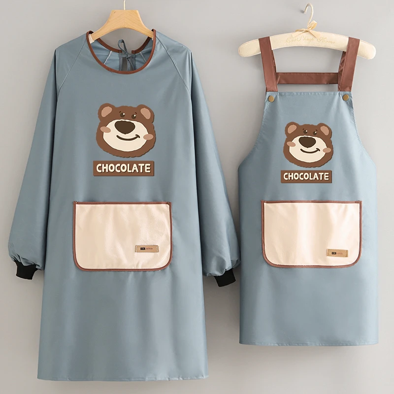 时尚新款防水防油长袖罩衣家用厨房围裙时尚餐饮专用工作服