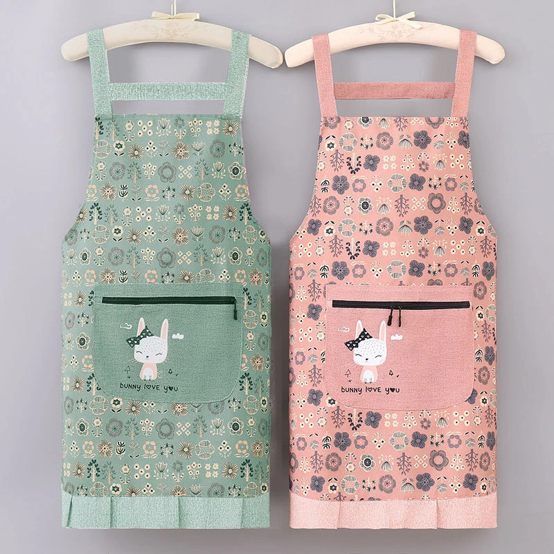帆布厨房做饭围裙无袖背带韩版时尚工作耐磨透气棉布新款上班女士
