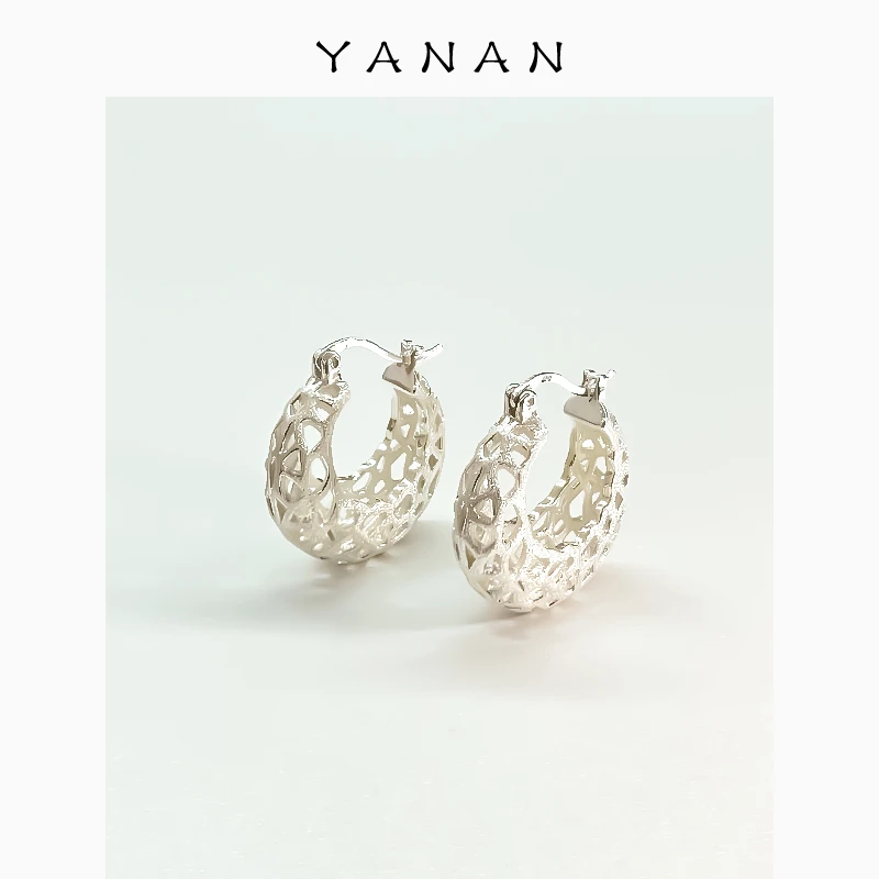 非金属耳饰 【亚楠本楠】U型耳环网格镂空轻奢时尚耳钉2367