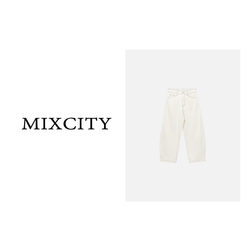 【亚楠本楠】白翡翠◆土耳其面料复古港风牛仔裤6286