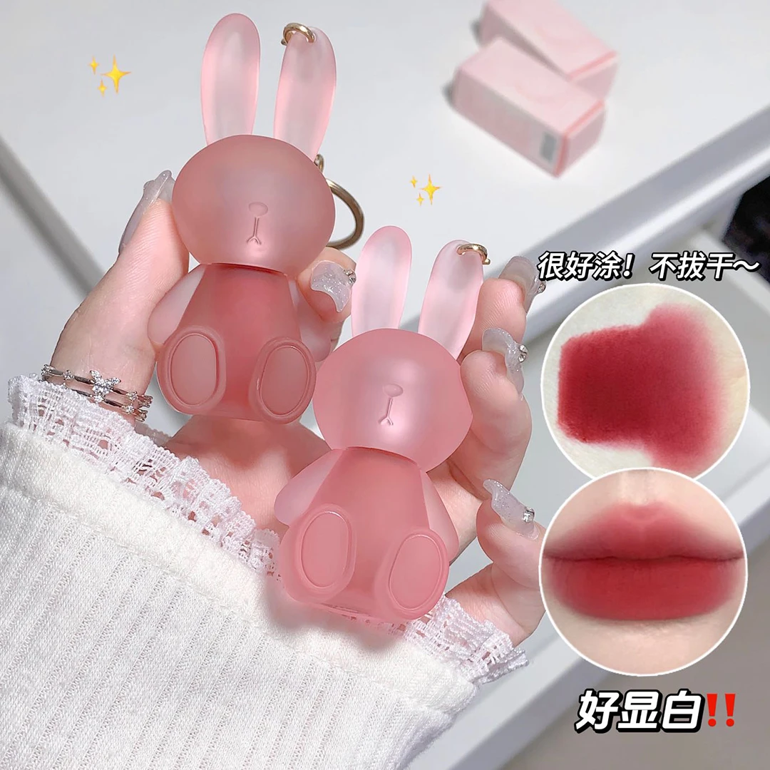 Gegebear萌兔绒绒唇泥雾面哑光不沾杯不掉色素颜显白丝绒口红学生