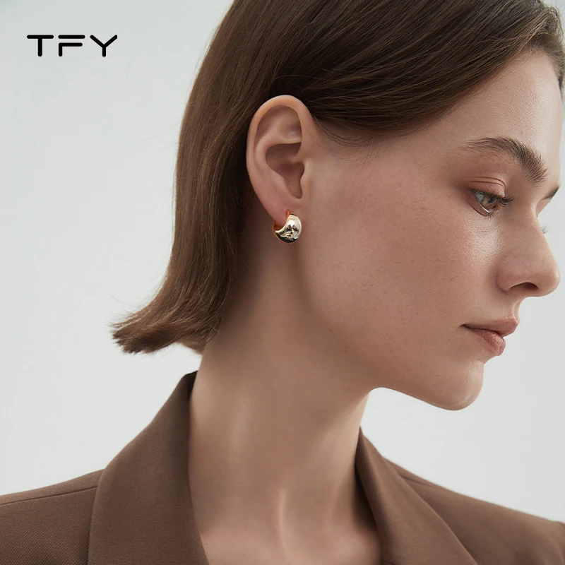 铜合金耳饰  TFY气质大豆豆半圆耳钉