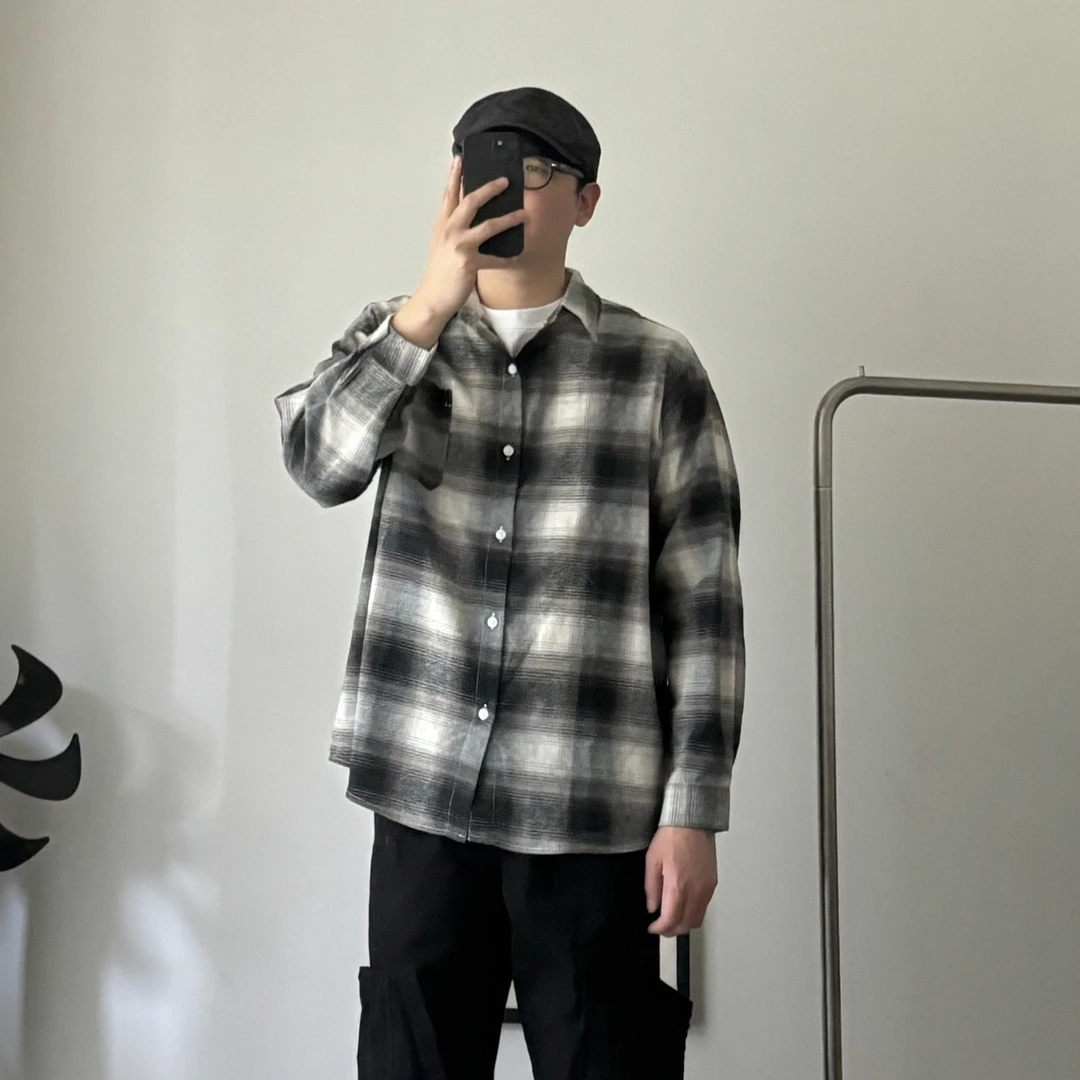 IMZX韩国欧巴服装  秋冬 衬衫中性风 韩系简约百搭宽松长袖CDX888