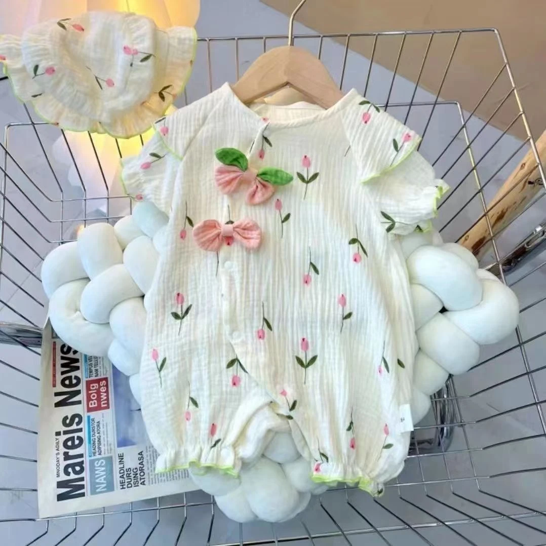 0277婴幼儿宝宝半袖印花碎花夏款婴儿幼儿女童纯棉女宝薄款婴童