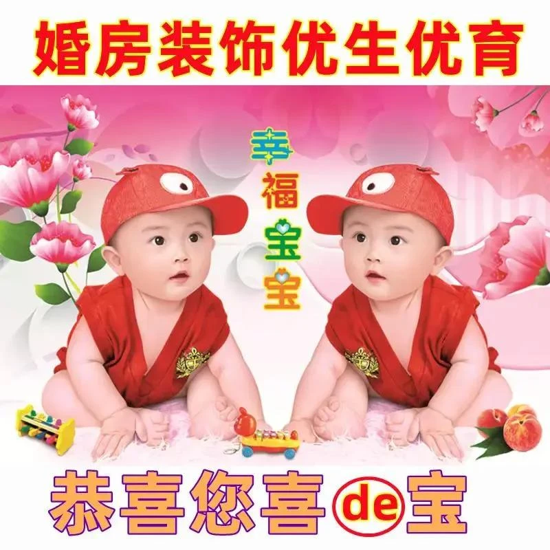 婚房优生装饰龙凤宝宝海报照片婴儿画孕妇胎教早教双胞胎画防水
