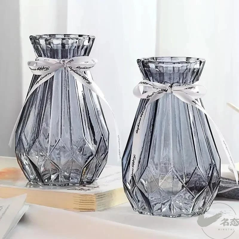 【二件套】玻璃花瓶创意摆件欧式透明水培植物绿萝富贵竹百合花盆