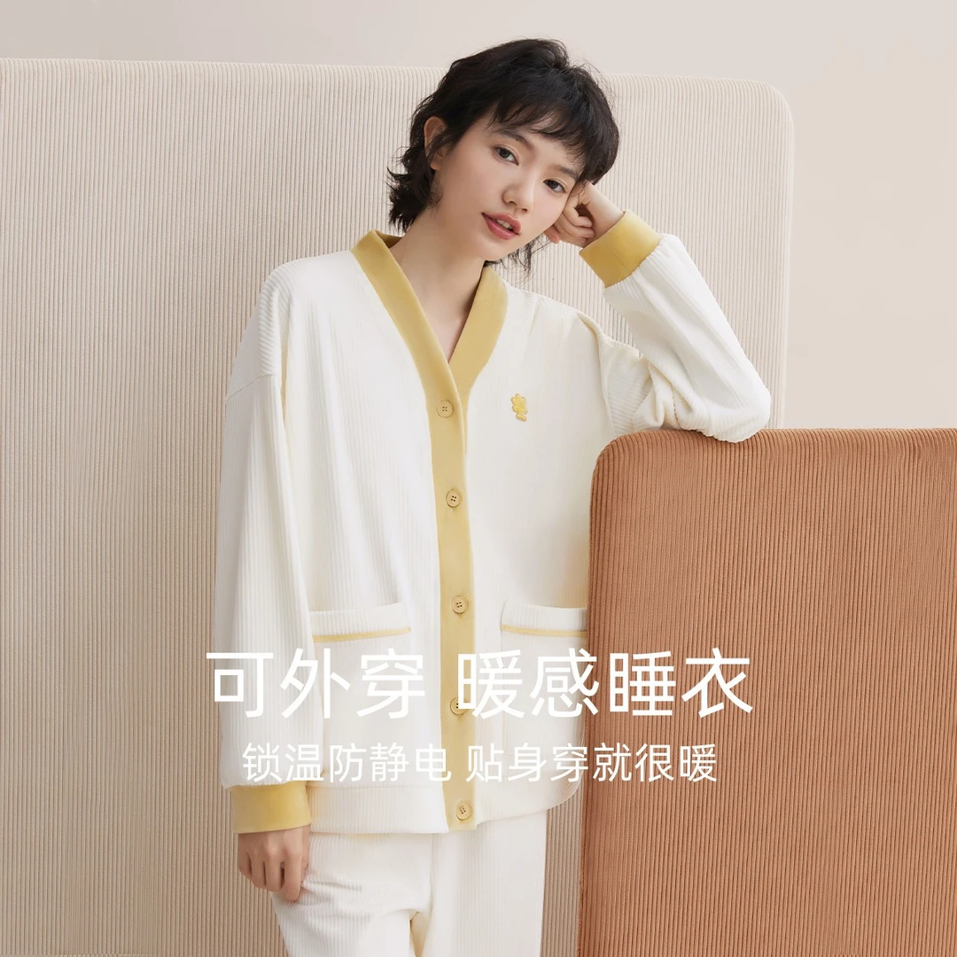 红豆【加绒卫衣】睡衣冬季女款套装海岛绒外穿家居服新款秋冬宽松11