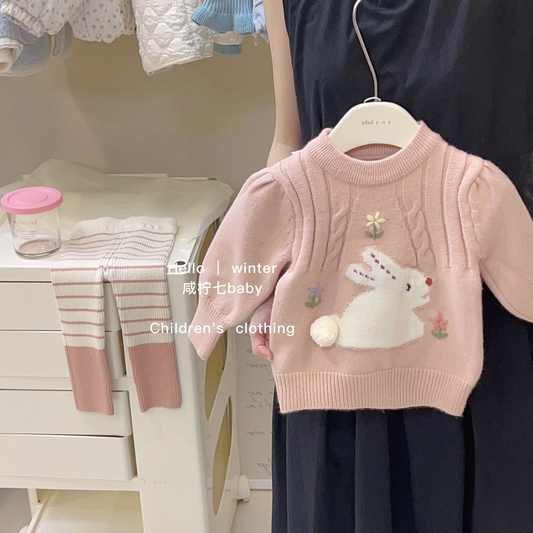 韩系女童毛衣秋冬装2023新款洋气儿童公主上衣宝宝针织打底衫冬季