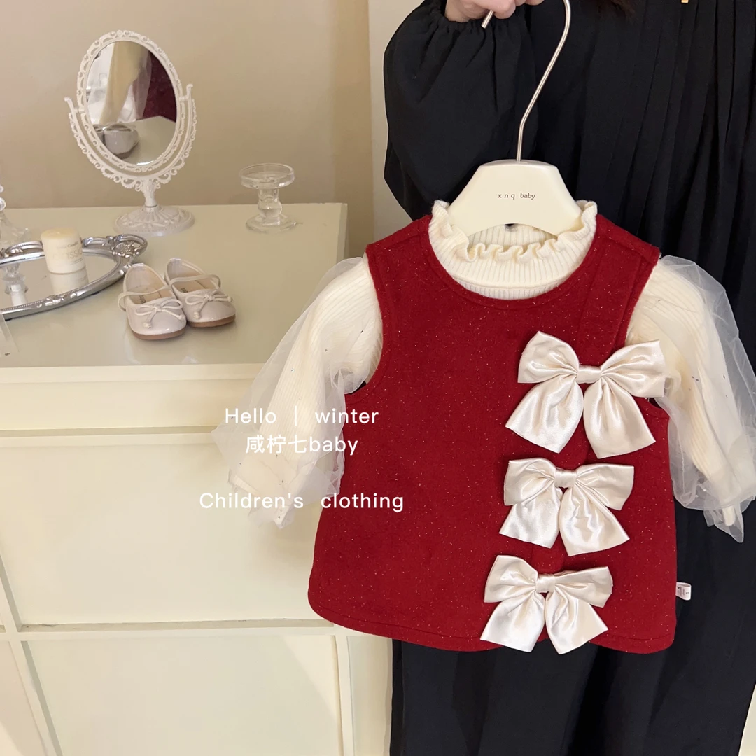 女童连衣裙秋冬装儿童公主裙宝宝生日周岁礼服过年新年喜庆拜年服