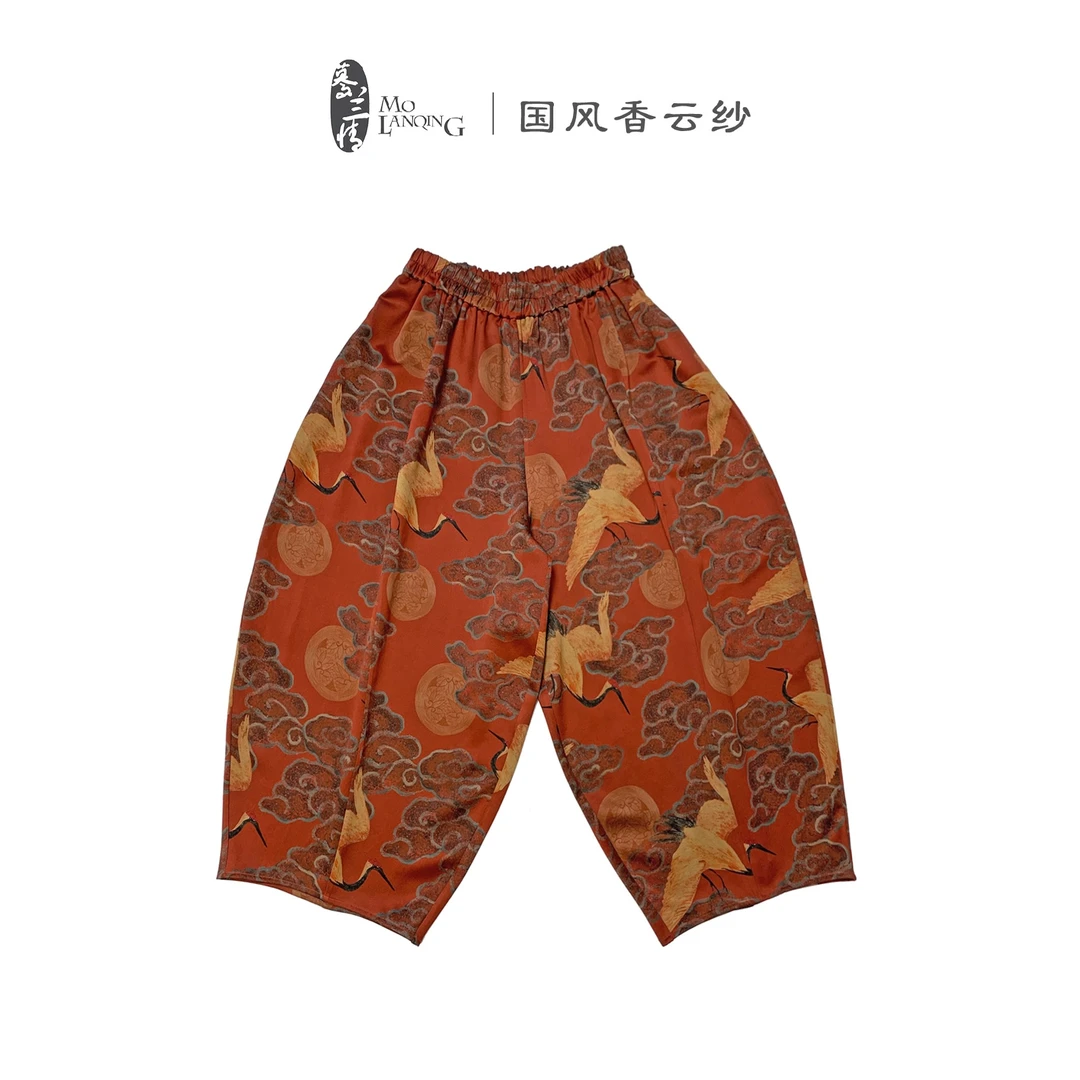【云鹤-禅裤】香云纱时尚松紧腰秋冬百搭神裤阔腿长裤女裤禅裤2355