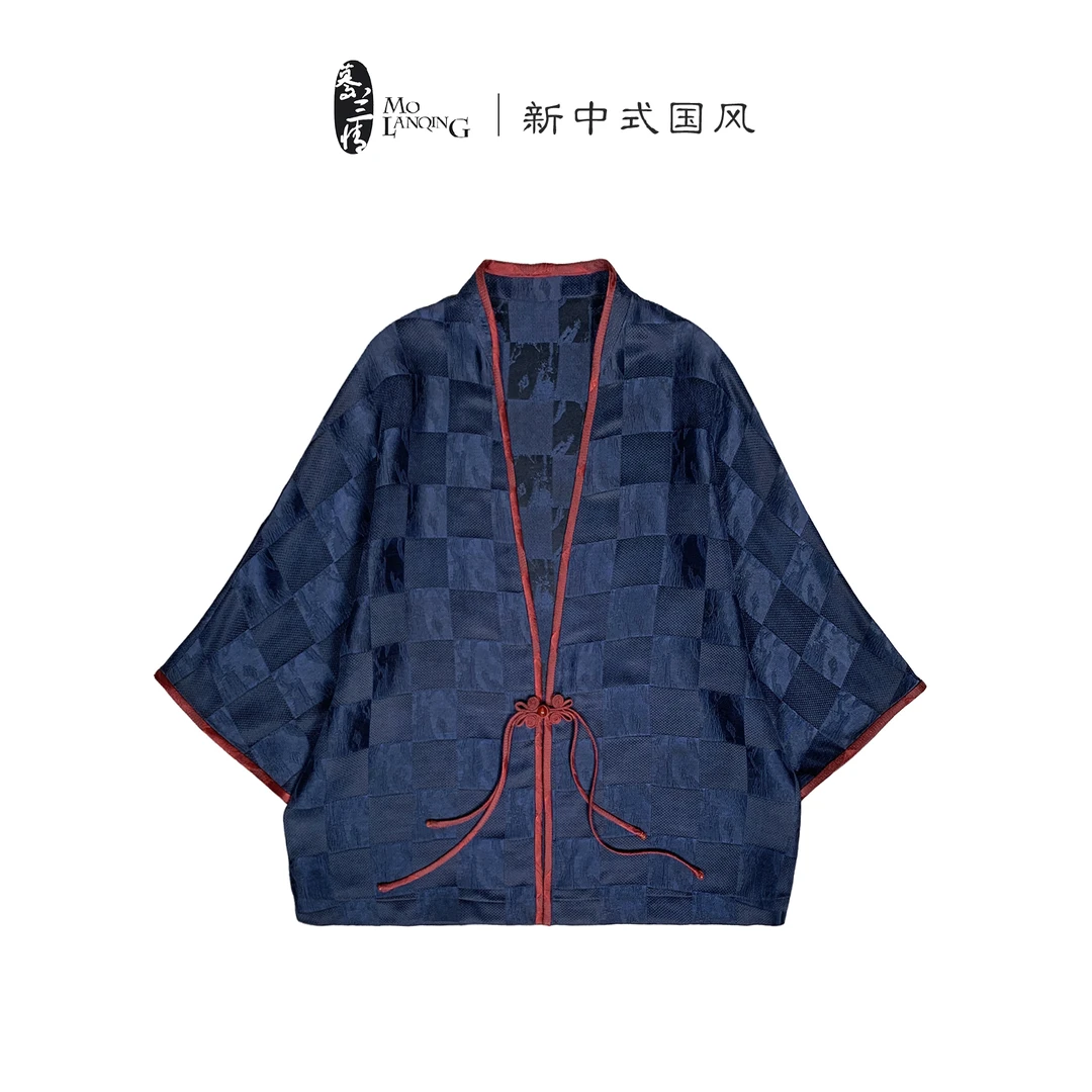 【依兰】新中式国风复古对襟宽松透气时尚百搭v领开衫上衣3696
