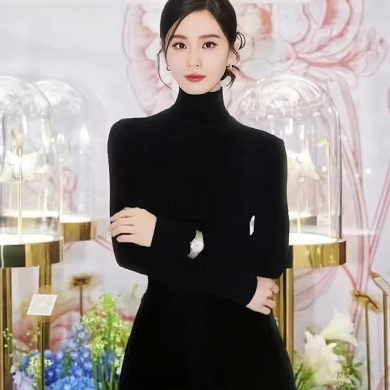 【100%精纺羊毛可机洗】9856堆堆领新澳纱线岛精无缝羊毛打底衫