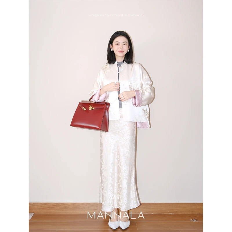 MANNALA丨“醉花枝”醋酸两面穿国风中式外套 Q6143