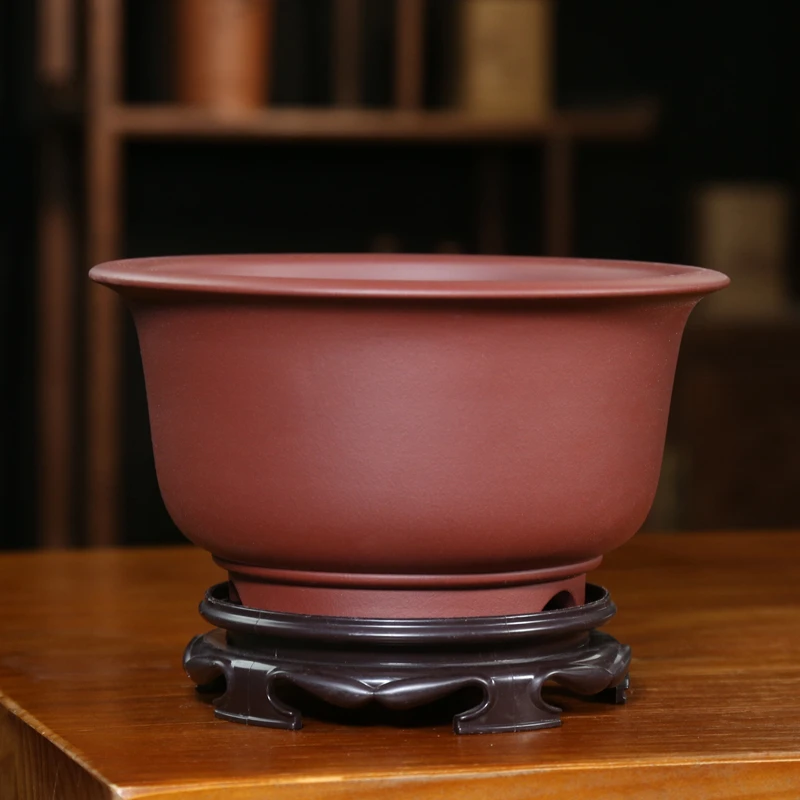 紫砂花盆 精品花盆 大号京钟盆景花盆室内桌面阳台绿植盆栽兰花盆