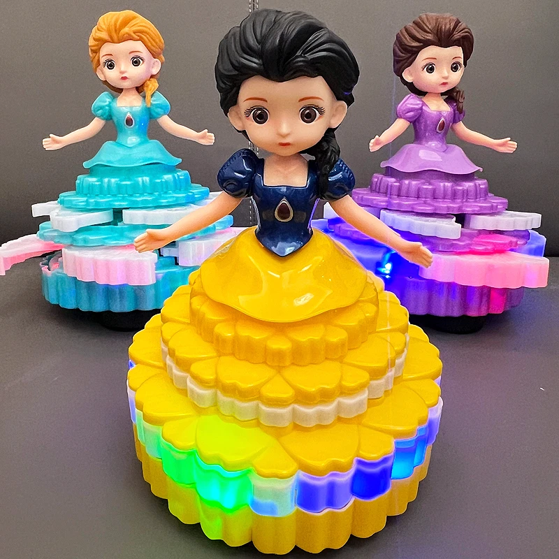 儿童玩具女孩子1-3岁2益智4-5女童电动跳舞旋转发光公主生日礼物6