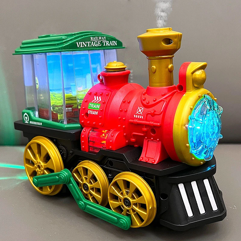 婴幼儿童0一1岁电动喷雾仿真小火车男女孩子益智音乐万向宝宝玩具