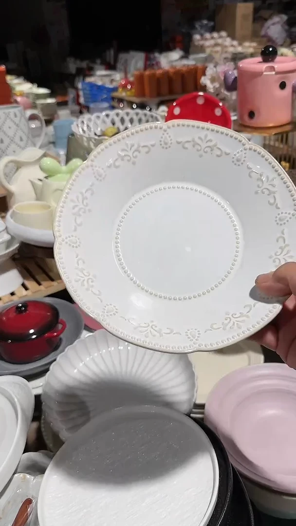 【闪购商品】瓷片浮雕深盘微瑕 凑满20元包邮