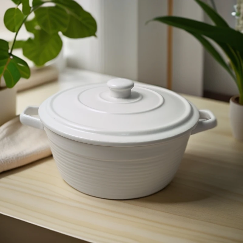 白色带盖双耳大汤碗不可明火微瑕凑满20元包邮家用