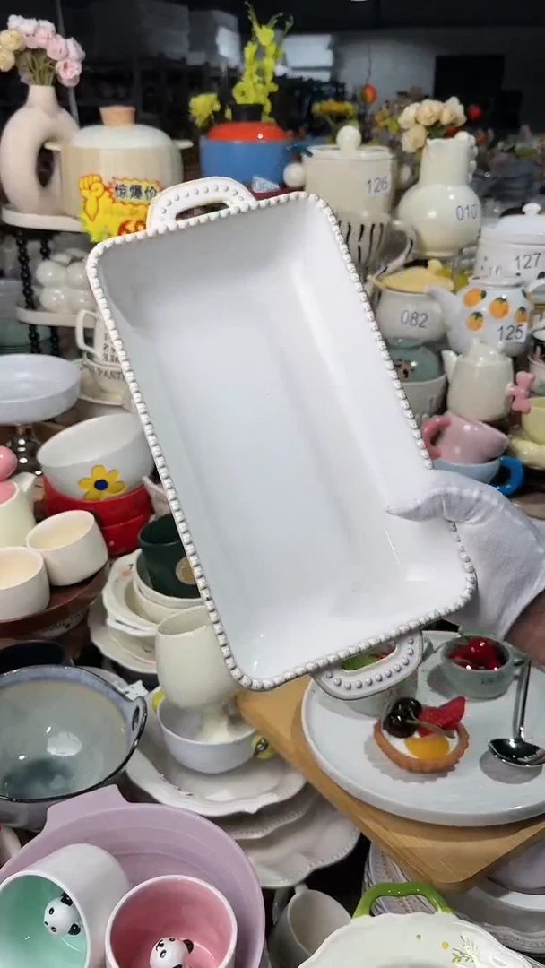 【闪购商品】瓷片珍珠长方双耳微瑕 凑满20元包邮