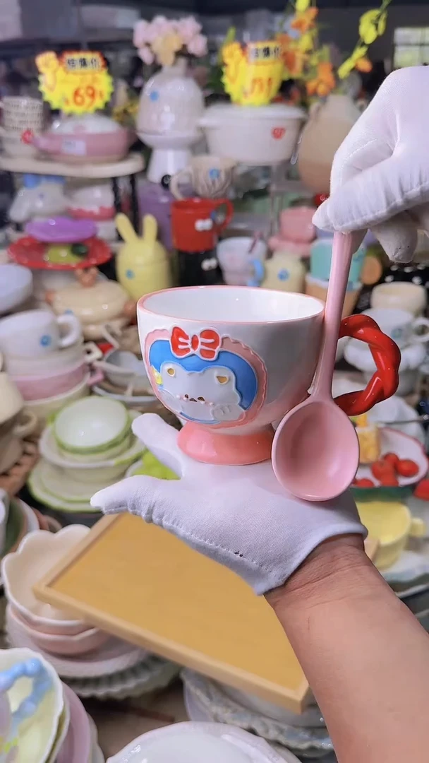 【闪购商品】瓷片2件套 杯喝勺 微瑕凑满20元包邮