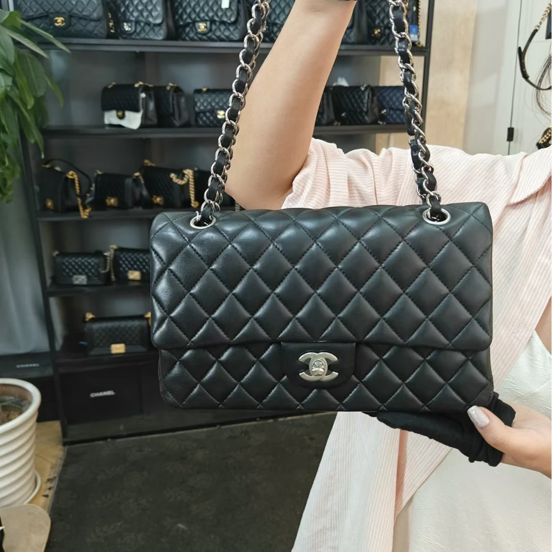 95新 Chanel/香奈儿 黑银光面cf-包包成色以直播间为准