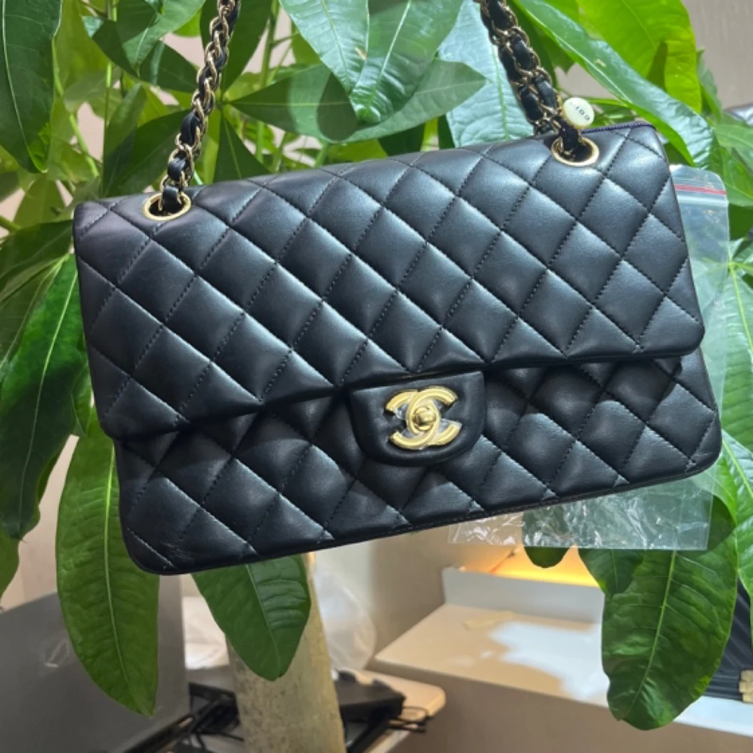 95新 Chanel/香奈儿 4070701/黑金光面cf/单肩包/鹿森专属