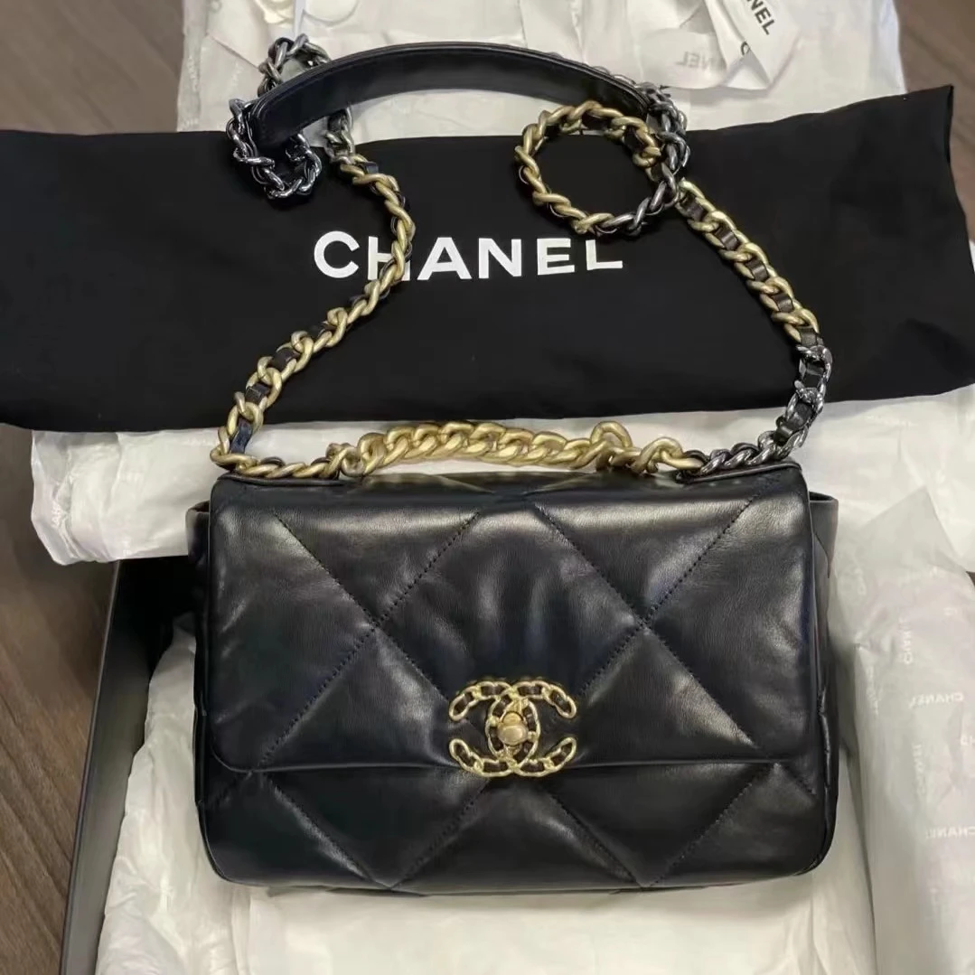 95新 Chanel/香奈儿 3102703黑金19bag