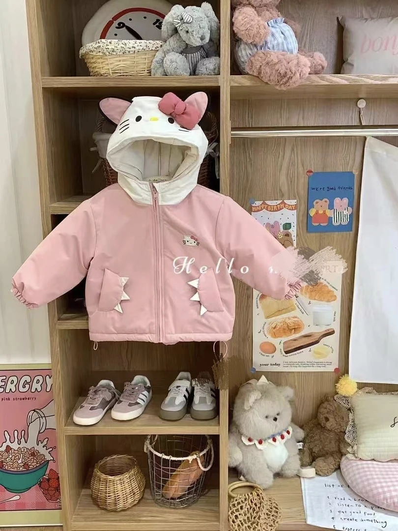 女童加绒外套秋冬韩版卡通加厚宝宝洋气棉衣