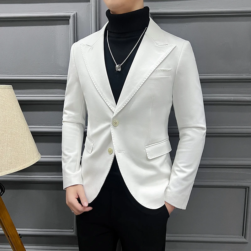 新款 西装韩版时尚潮西服男士外套纯色商务英伦休闲潮流痞帅修身