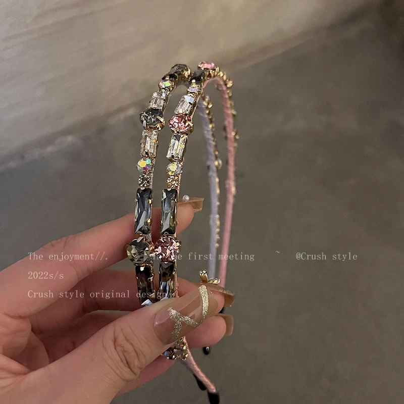 非金属珐琅发饰 锆石发箍女网红水钻头箍早春韩式高颅顶头扣气质