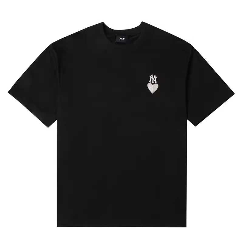 MLB情侣NY爱心刺绣百搭时尚休闲运动短袖T恤24夏季新款3ATSH0143