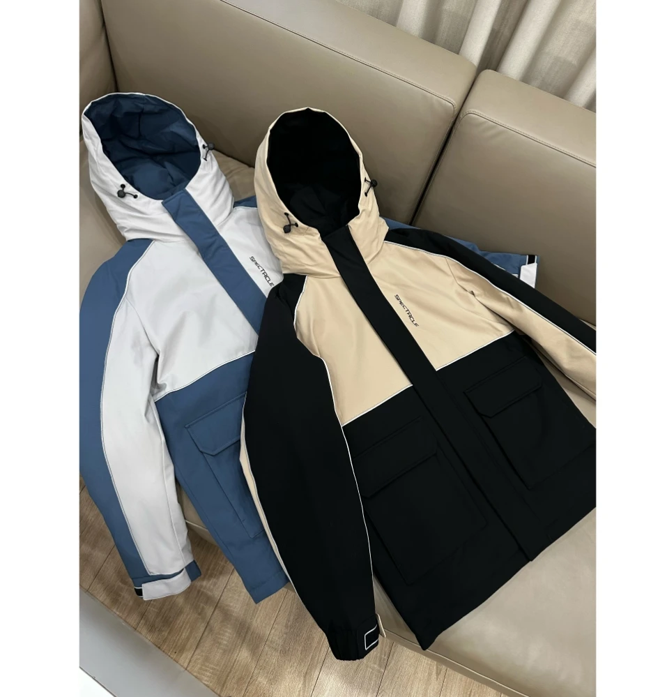 @男士冬季厚款保暖撞色防寒鹅绒服羽绒服 D3203
