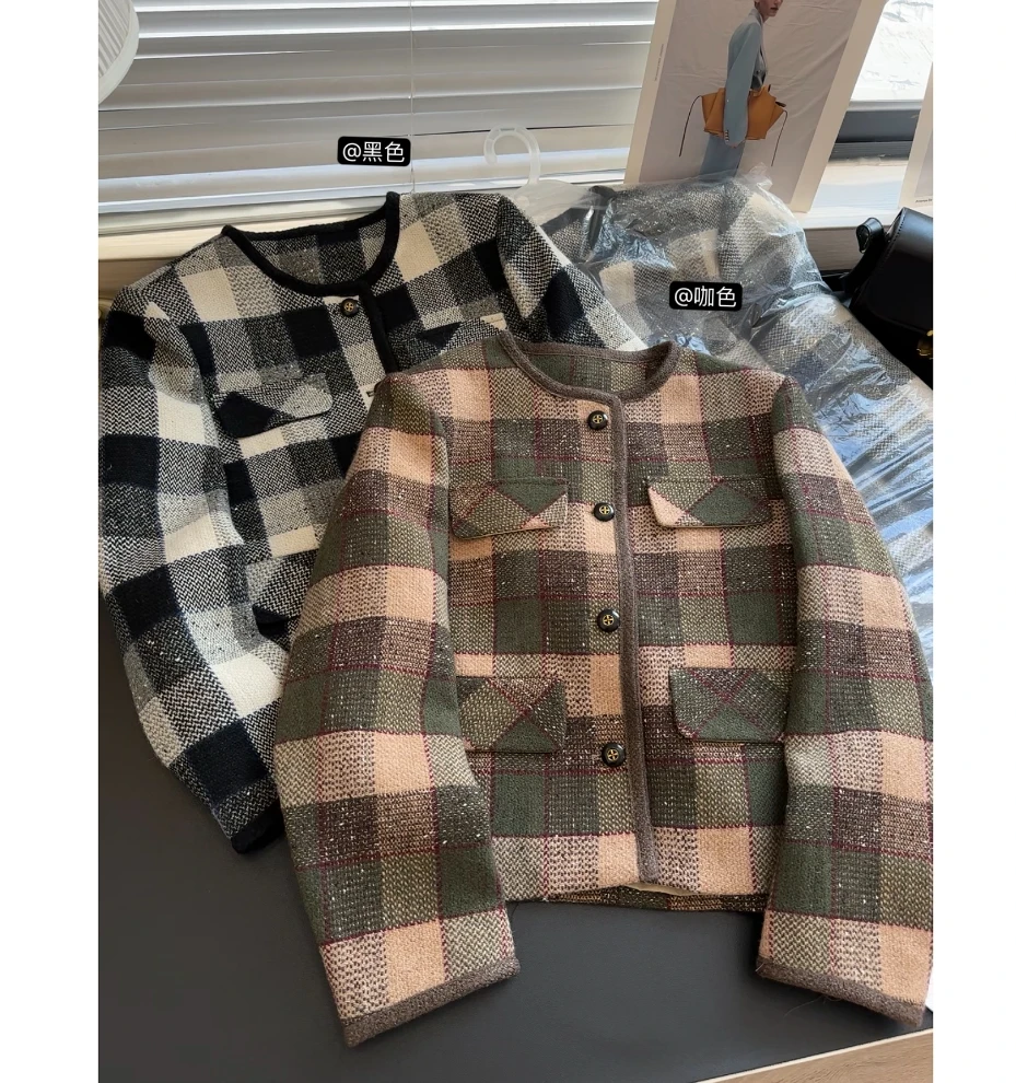 @高货小香系列~ 秋冬高质感格子小香短外套 D3063