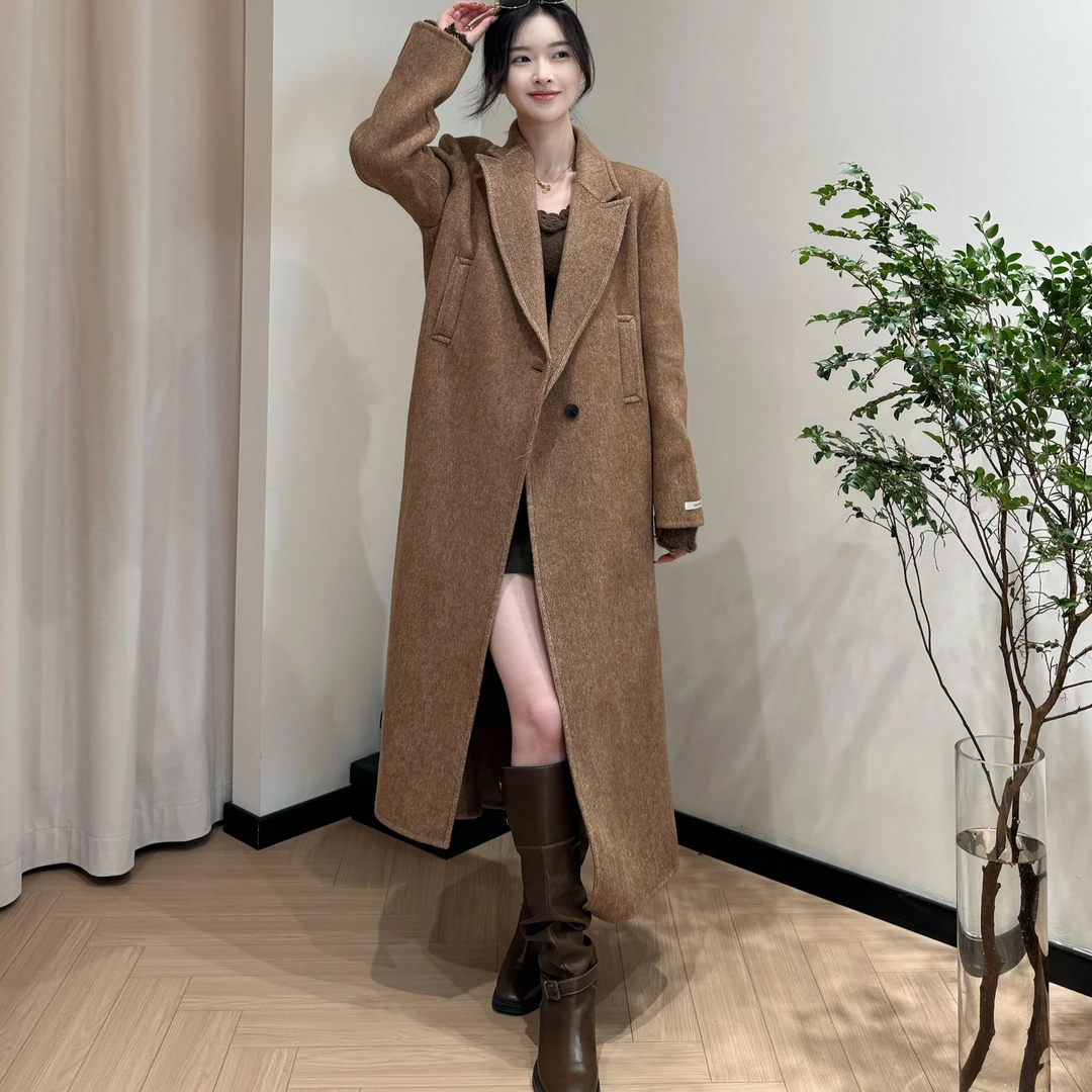 【罗马雪夜】老钱风高级感双面呢羊毛大衣休闲百搭女宽松翻领秋冬