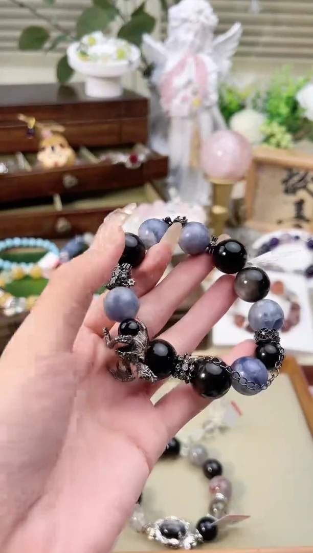 【闪购商品】黑曜岩手链未镶嵌多样性发货发其一颜色微差