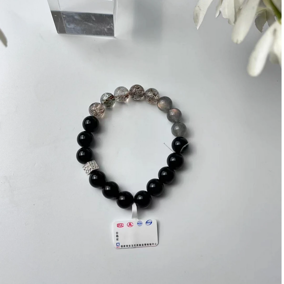 【黑曜石C5-3702】天然黑曜石手串简约多样性发货发其一