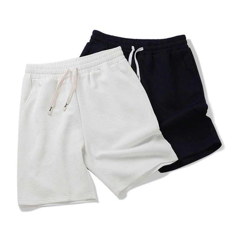 夏季新款韩版运动潮牌冰丝弹力宽松短裤松紧带抽绳五分裤男休闲裤