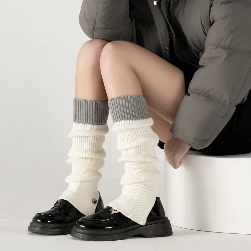 陌秀白色袜套女春秋堆堆袜亚文化腿套y2k秋冬阔腿喇叭jk小腿袜子