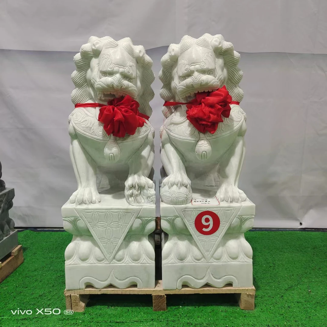 不包邮汉白玉石狮子一对看门护院公司工厂酒店别墅庭院家门口摆件