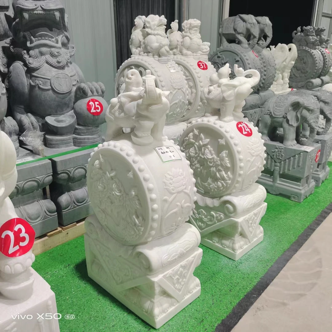 石雕抱鼓石汉白玉门鼓小象门墩貔貅庭院别墅商铺家门口摆件福禄象