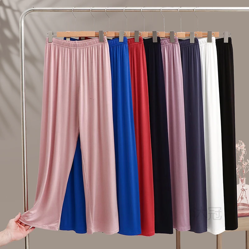 春秋薄款莫代尔阔腿裤女灰色夏季直筒休闲冰丝舞蹈睡裤2024防晒裤