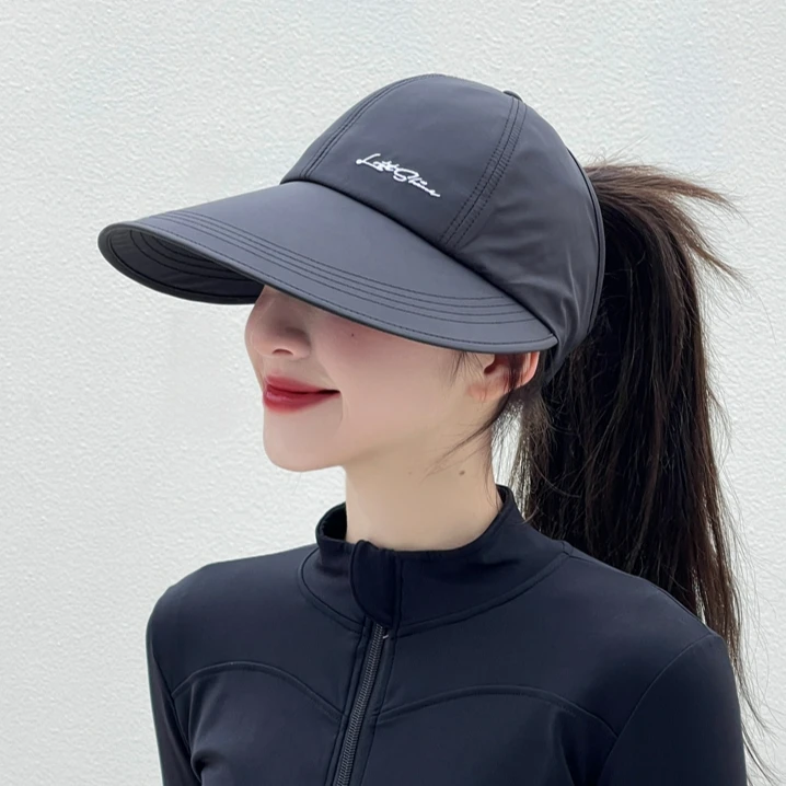 加大帽檐遮阳防晒帽女户外棒球帽男速干鸭舌帽空顶太阳帽可扎马尾