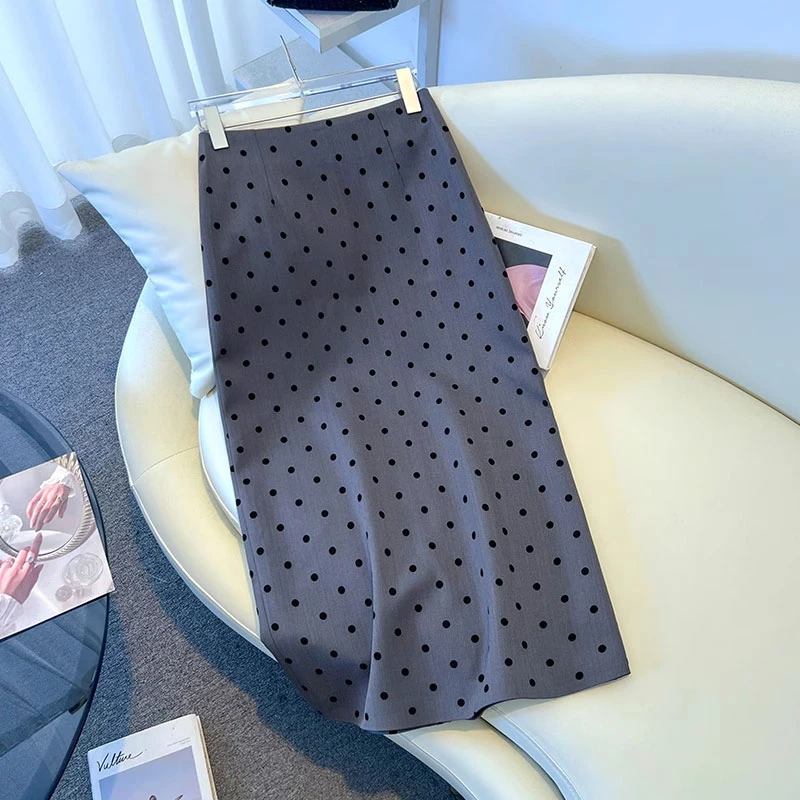 拉夏贝尔气质波点半身裙女春秋2025新款今年流行爆款半裙包臀裙子