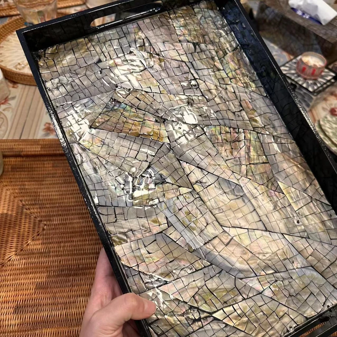 HH-镶紫贝小号35*20*4【螺钿工艺】手工制作托盘收纳盘