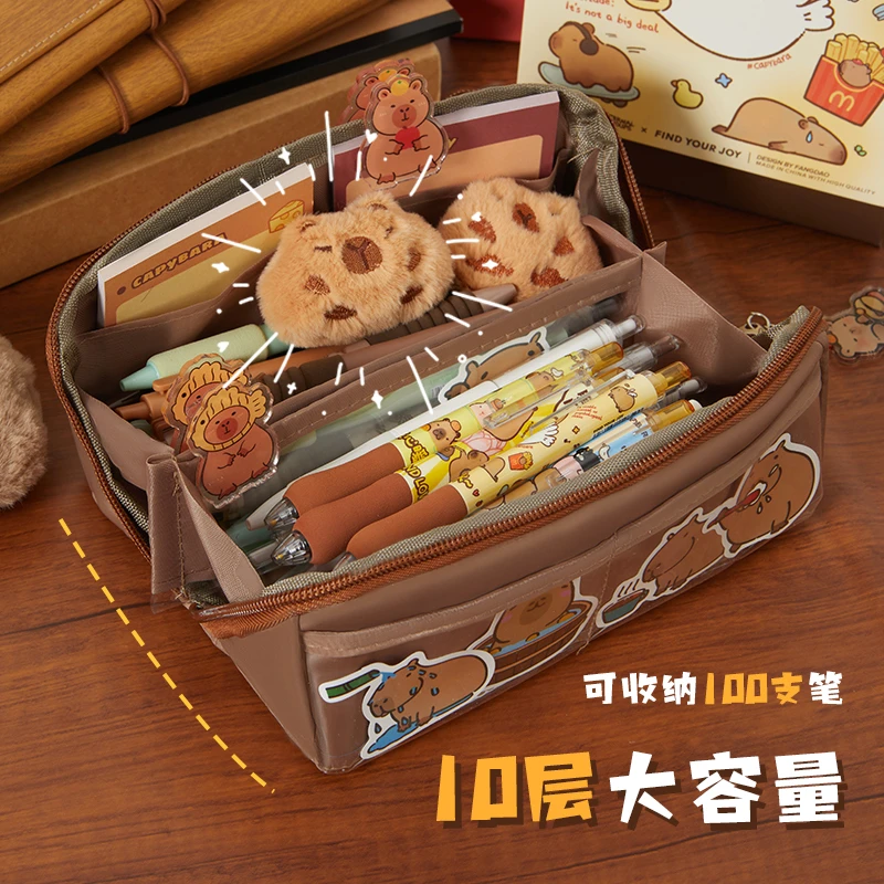 十层大容量笔袋高颜值ins初高中生小众耐脏文具盒女生简约铅笔盒