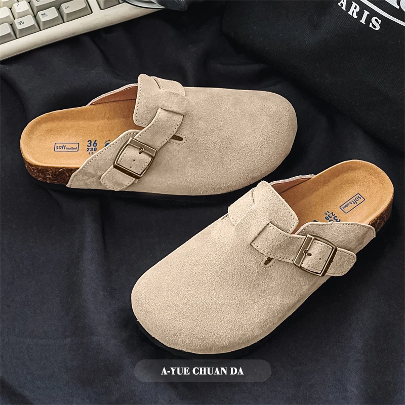 A YUE 夏季新款复古包头软木勃肯鞋外穿半拖舒适百搭拖鞋男女