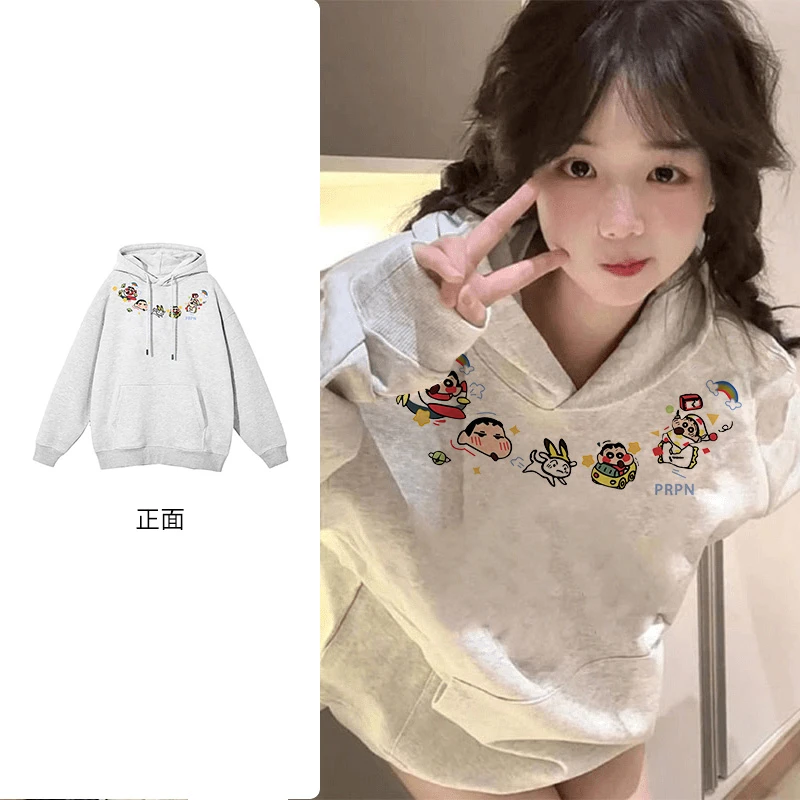 PRPN独特别致加绒连帽卫衣卡通印花可爱减龄慵懒松弛感上衣#R380
