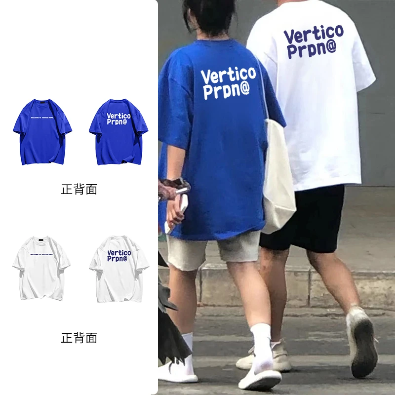 PRPN纯棉设计感情侣装圆领上衣简约字母印花短袖t恤夏季半袖#N109